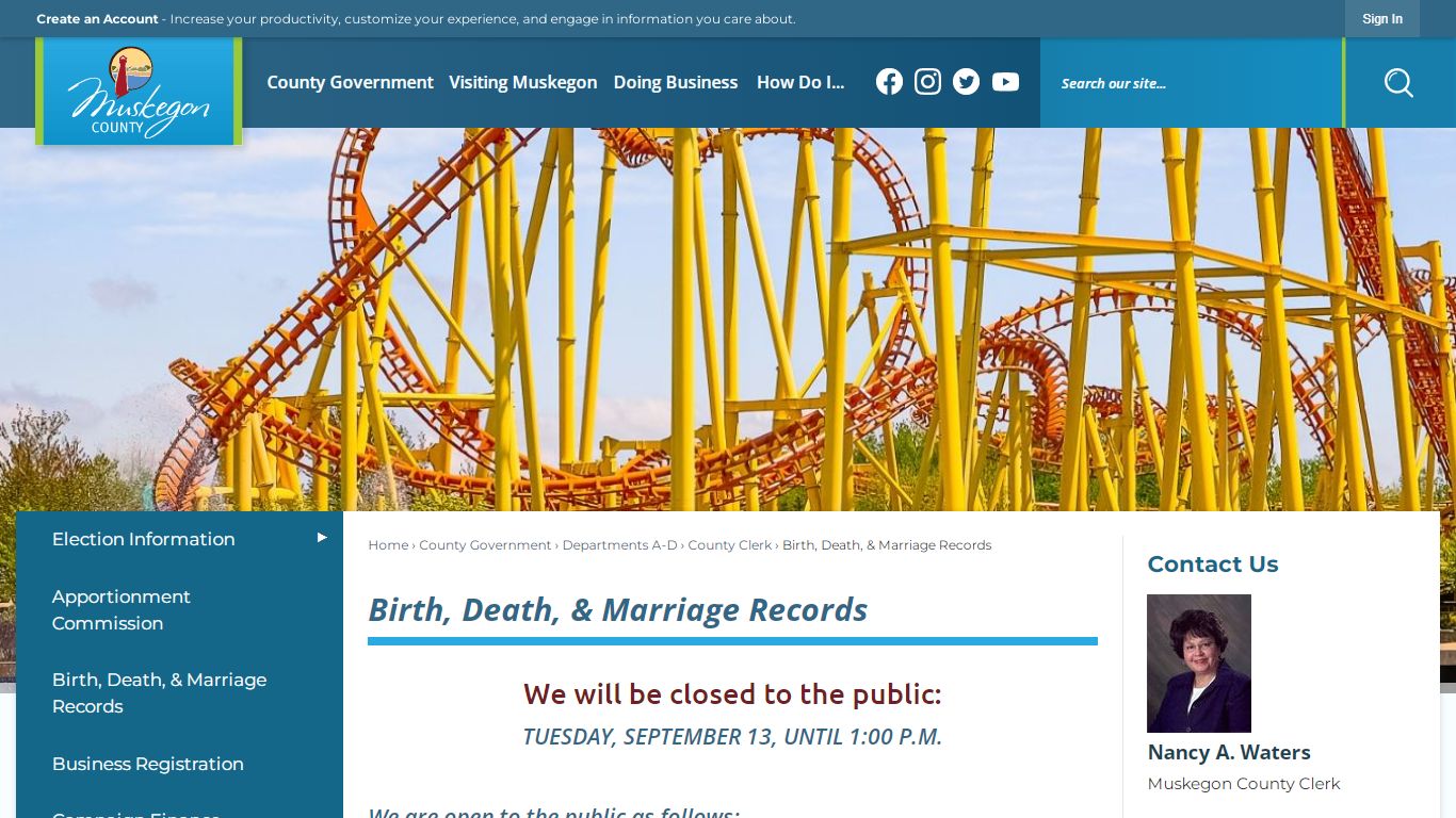 Birth, Death, & Marriage Records | Muskegon County, MI